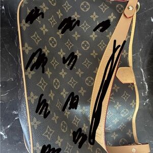 M Monogram Black and Tan Messenger Bag